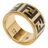 フェンディ フォーエバー リング 指輪 #S ゴールド ブラック メッキ レディース FENDI 【中古】