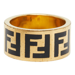 フェンディ フォーエバー リング 指輪 #S ゴールド ブラック メッキ レディース FENDI 【中古】