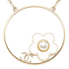 シャネル ココマーク カメリア ネックレス ゴールド メッキ フェイクパール レディース CHANEL 【中古】