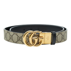グッチ GGスプリーム GGエンブレム リバーシブル ベルト 85・34 659417 ベージュ PVC レザー メンズ GUCCI 【中古】