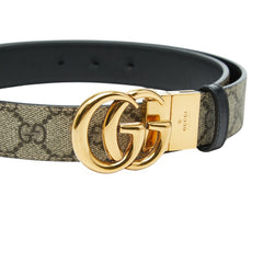 グッチ GGスプリーム GGエンブレム リバーシブル ベルト 85・34 659417 ベージュ PVC レザー メンズ GUCCI 【中古】