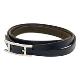 エルメス アピ3 ロング ブレスレット 3連 ブラック レザー レディース HERMES 【中古】