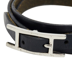 エルメス アピ3 ロング ブレスレット 3連 ブラック レザー レディース HERMES 【中古】