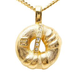ジバンシー ヴィンテージ Gロゴ ペンダント ネックレス ゴールド メッキ ラインストーン レディース Givenchy 【中古】