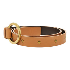 グッチ サークルバックル スタッズ ベルト サイズ80 32 95723 ベージュ レザー レディース GUCCI 【中古】