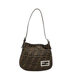 フェンディ ズッカ ハンドバッグ ワンショルダーバッグ ブラウン キャンバス レザー レディース FENDI 【中古】