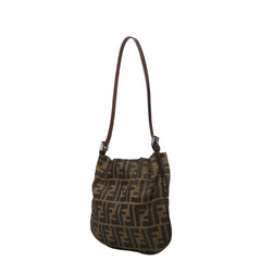 フェンディ ズッカ ハンドバッグ ワンショルダーバッグ ブラウン キャンバス レザー レディース FENDI 【中古】
