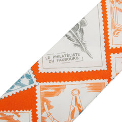 エルメス ツイリー Le Philateliste du Faubourg フォーブルの切手愛好家 スカーフ ホワイト マルチカラー レディース HERMES 【中古】