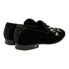 ジミーチュウ - オペラシューズ ドレスシューズ サイズ 42 1/2 ブラック ベルベット レザー ビジュー メンズ JIMMY CHOO 【中古】