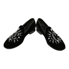 ジミーチュウ - オペラシューズ ドレスシューズ サイズ 42 1/2 ブラック ベルベット レザー ビジュー メンズ JIMMY CHOO 【中古】