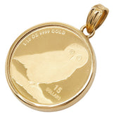 K24IG インゴット K18YG イエローゴールド ツバルフクロウ 2018年 1/10oz エリザベス2世 15ドル金貨 ペンダントトップ ネックレス レディース 【中古】