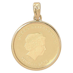 K24IG インゴット K18YG イエローゴールド ツバルフクロウ 2018年 1/10oz エリザベス2世 15ドル金貨 ペンダントトップ ネックレス レディース 【中古】