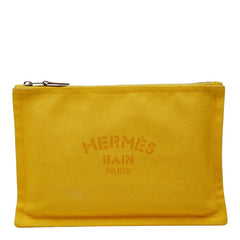 エルメス ヨッティングPM ポーチ 小物入れ イエロー コットン レディース HERMES 【中古】
