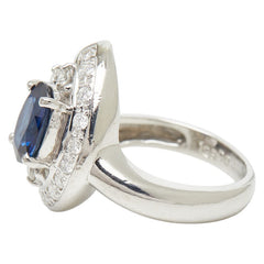Pt850 プラチナ サファイア1.28ct ダイヤ0.43ct リング 指輪 レディース 9号 【中古】