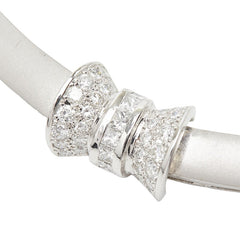 K18WG ホワイトゴールド ダイヤ1.15ct リボンモチーフ ネックレス レディース 【中古】