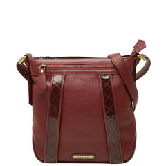 バーバリー 斜め掛け ショルダーバッグ レッド レザー エナメル レディース BURBERRY 【中古】