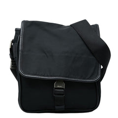 プラダ 三角ロゴプレート 斜め掛け ショルダーバッグ V167 ネロ ブラック サフィアーノレザー レディース PRADA 【中古】