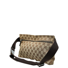 グッチ GGキャンバス ボディバッグ ウエストバッグ 28566 ベージュ ブラウン キャンバス レザー レディース GUCCI 【中古】