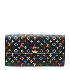 ルイ ヴィトン モノグラム ポルトフォイユ サラ 長財布 M60273 ノワール マルチカラー PVC レザー レディース LOUIS VUITTON 【中古】