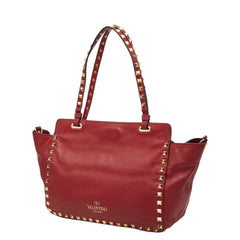 ヴァレンティノ ガラヴァーニ ロックスタッズ ハンドバッグ ショルダーバッグ 2WAY レッド レザー レディース VALENTINO 【中古】
