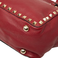 ヴァレンティノ ガラヴァーニ ロックスタッズ ハンドバッグ ショルダーバッグ 2WAY レッド レザー レディース VALENTINO 【中古】