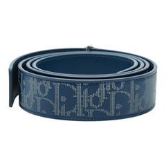 ディオール オブリーク ギャラクシー CD30 リバーシブルベルト ロゴ バックル ネイビー レザー メンズ Dior 【中古】