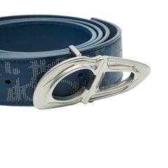 ディオール オブリーク ギャラクシー CD30 リバーシブルベルト ロゴ バックル ネイビー レザー メンズ Dior 【中古】