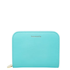 ティファニー レクタンギュラー ウォレット ラウンドファスナー 財布 ティファニーブルー レザー レディース TIFFANY&Co. 【中古】
