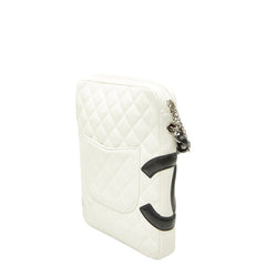 シャネル カンボンライン ココマーク ショルダーバッグ ホワイト ブラック ラムスキン レディース CHANEL 【中古】