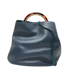 マルニ パニエサークル ハンドバッグ ショルダーバッグ 2WAY ネイビー レザー レディース MARNI 【中古】