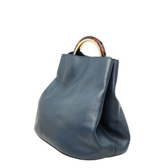 マルニ パニエサークル ハンドバッグ ショルダーバッグ 2WAY ネイビー レザー レディース MARNI 【中古】