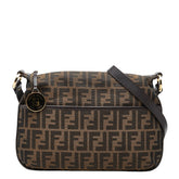 フェンディ ズッカ 斜め掛け ショルダーバッグ 8BT190 ブラウン キャンバス レザー レディース FENDI 【中古】