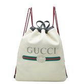 グッチ シェリーライン ドローストリング リュック バックパック 巾着 516639 アイボリー レザー レディース GUCCI 【中古】