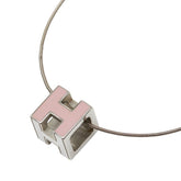 エルメス カージュ ド アッシュ Hキューブ ネックレス シルバー ピンク メタル エナメル レディース HERMES 【中古】