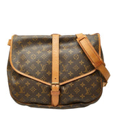 ルイ ヴィトン モノグラム ソミュール35 斜め掛け ショルダーバッグ M42254 ブラウン PVC レザー レディース LOUIS VUITTON 【中古】