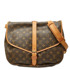 ルイ ヴィトン モノグラム ソミュール35 斜め掛け ショルダーバッグ M42254 ブラウン PVC レザー レディース LOUIS VUITTON 【中古】