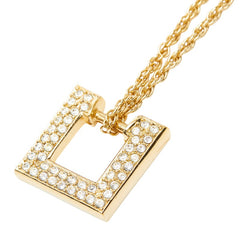 ディオール スクエア ネックレス ゴールド メッキ ラインストーン レディース Dior 【中古】