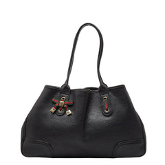 グッチ プリンシー シェリーライン リボン トートバッグ ハンドバッグ 163805 ブラック レザー レディース GUCCI 【中古】
