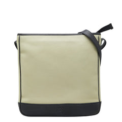 ロエベ アナグラム 斜め掛け ショルダーバッグ ベージュ ブラック キャンバス レザー レディース LOEWE 【中古】