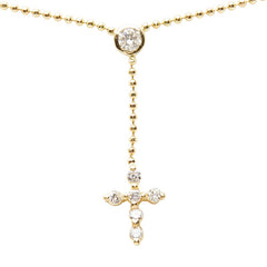 K18YG イエローゴールド ダイヤ0.10ct ダイヤ0.10ct クロスモチーフ ペンダント ネックレス レディース 【中古】
