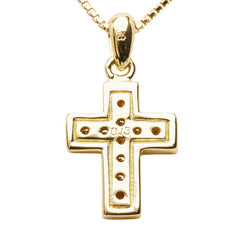 K18YG イエローゴールド ダイヤ0.13ct クロスモチーフ ペンダント ネックレス レディース 【中古】
