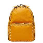 ヴァレンチノ ロックスタッズ リュック バックパック イエロー ゴールド レザー レディース Valentino 【中古】