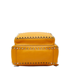 ヴァレンチノ ロックスタッズ リュック バックパック イエロー ゴールド レザー レディース Valentino 【中古】
