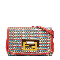 フェンディ 斜め掛け 編み込み ウーブン ショルダーバッグ マルチカラー レザー レディース FENDI 【中古】