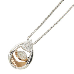 K18WG ホワイトゴールド K18YG イエローゴールド ダイヤ0.10ct ダイヤ0.03ct ダンシングストーンダイヤ ペンダント ネックレス レディース 【中古】