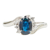 Pt900 プラチナ サファイア1.09ct ダイヤ0.16ct リング 指輪 レディース 15号 【中古】