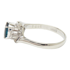 Pt900 プラチナ サファイア1.09ct ダイヤ0.16ct リング 指輪 レディース 15号 【中古】