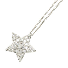 Pt900 プラチナ Pt850 プラチナ ダイヤ0.30ct スターモチーフ ペンダント ネックレス レディース 【中古】