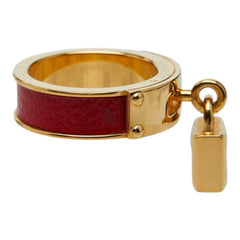 エルメス ケリー カデナ スカーフリング ゴールド レッド メッキ レザー レディース HERMES 【中古】