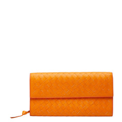 ボッテガヴェネタ イントレチャート 長財布 ロングウォレット オレンジ レザー レディース BOTTEGAVENETA 【中古】
